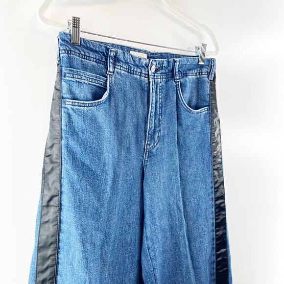 Pilcro Adi High Waisted Denim Tuxedo Stripe Trim Wide Leg Jeans Blue 27 / 4 - Picture 10 of 12